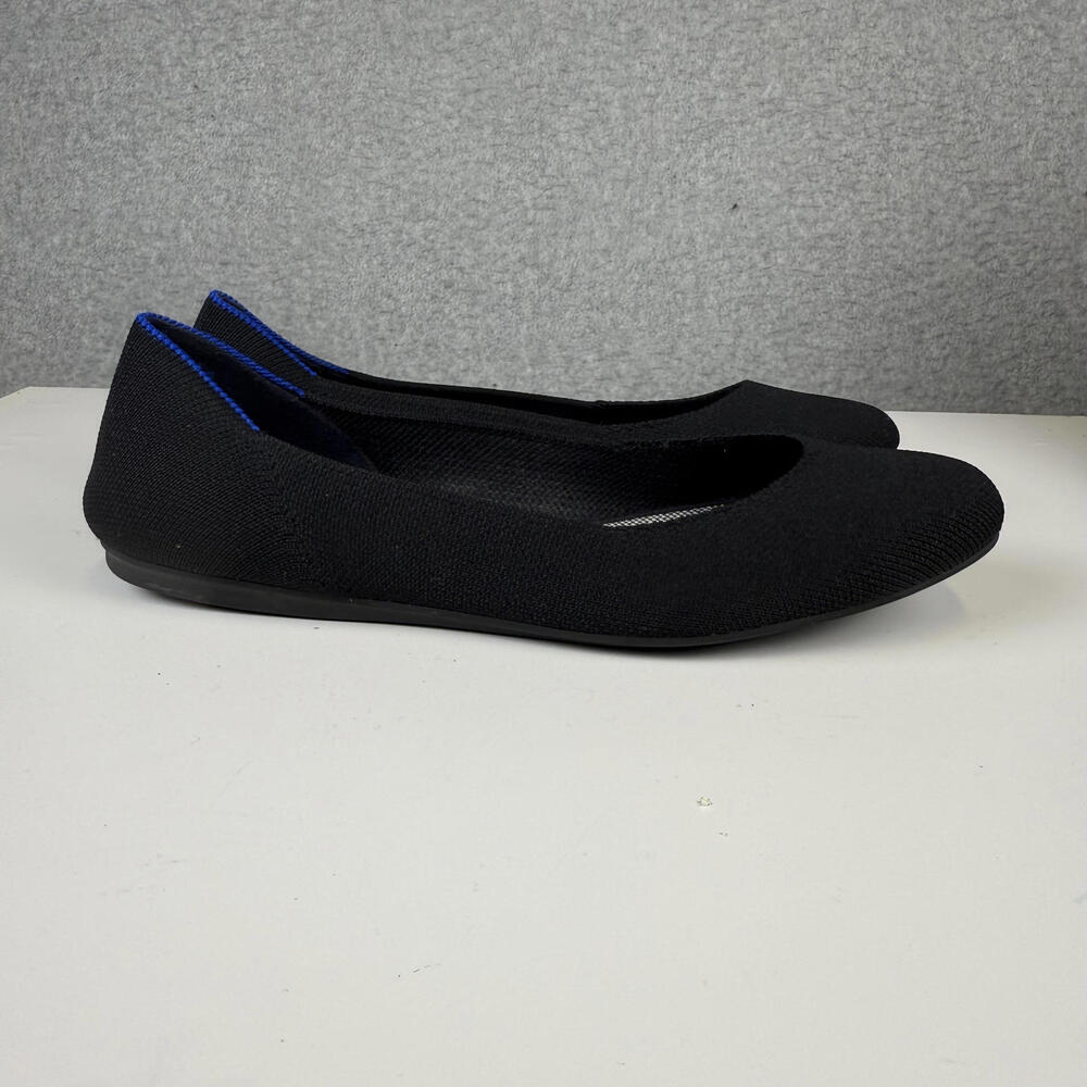 Rothy's Women's Size 7.5 The Flat Black Slip On Flats Comfort Shoes